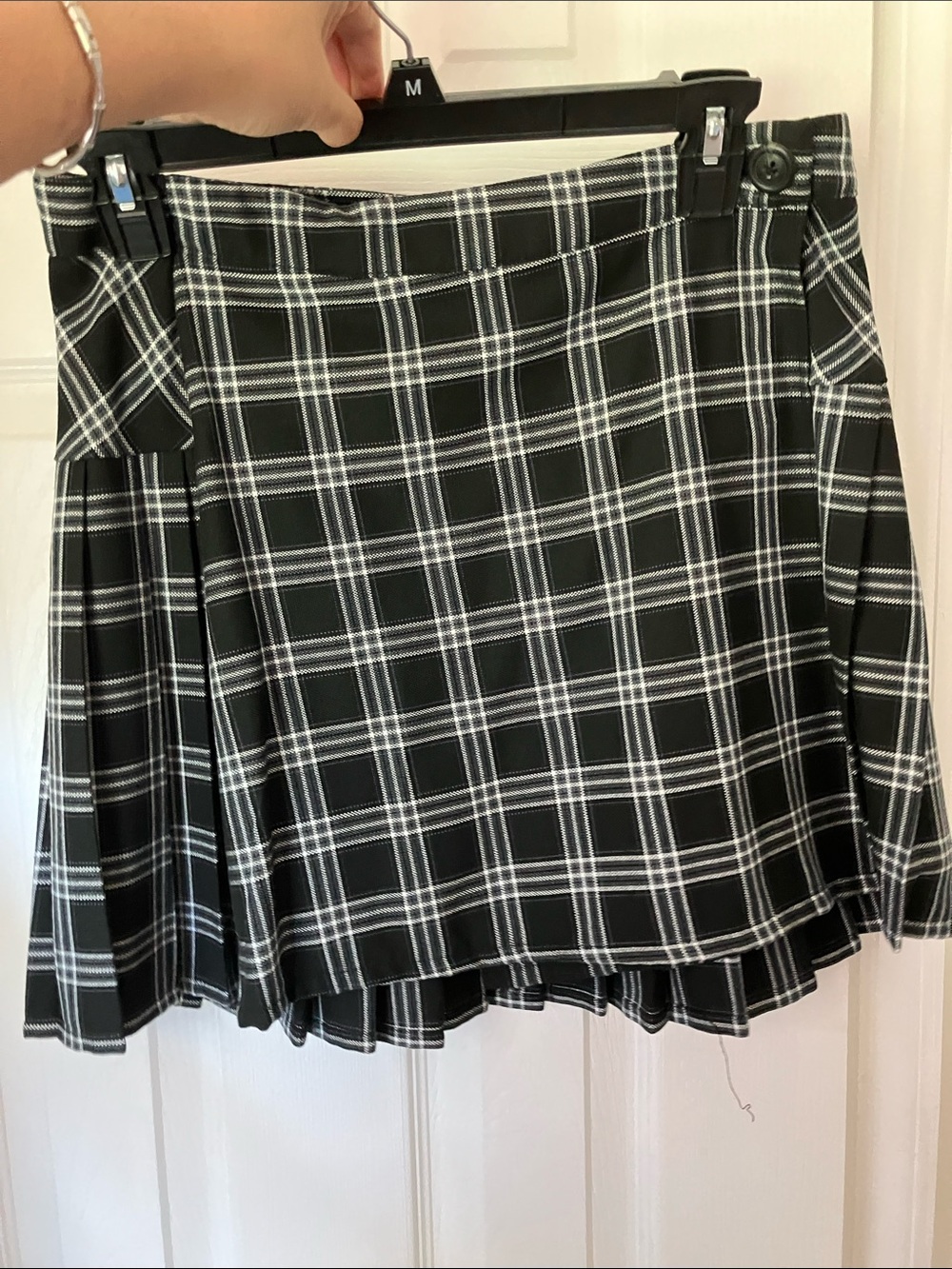 Jolt Black and White Plaid Pleated Skater Skirt